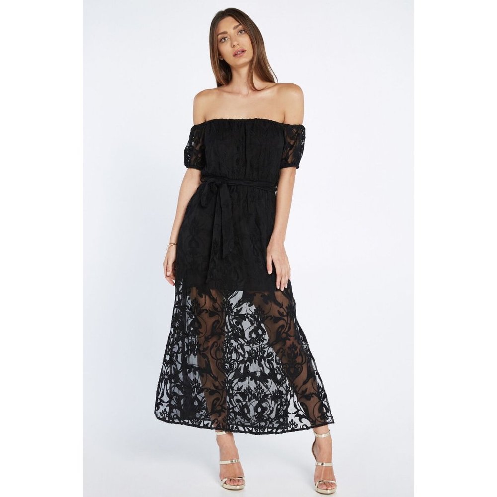 NWT | BARDOT Gracie Off the Shoulder Lace Maxi Dress | Size 6